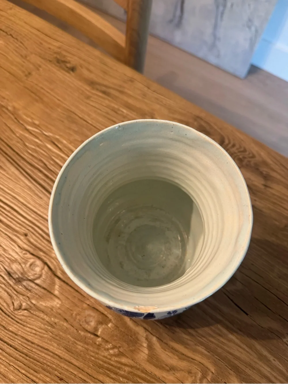 Vintage Delft Blue And White Flower Motif Vase